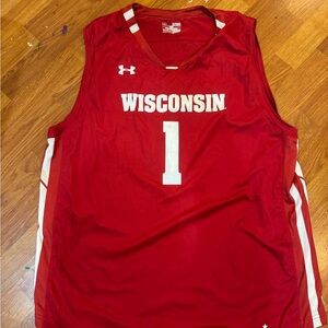 Under Armour Red and White Wisconsin Basketball Jersey